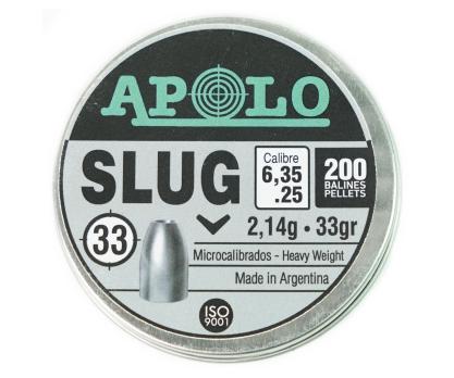 Пули полнотелые Apolo Slug 6,35 мм 2,14г 200 штук