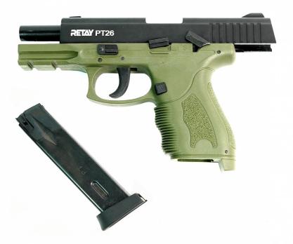 Пистолет охолощенный Retay PT26 Taurus 9mm (СХП Ретай Таурус 9 мм), зеленый