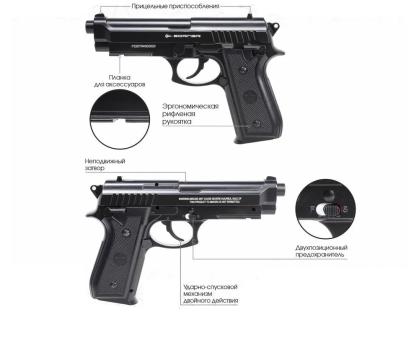 Пневматический пистолет Borner 92M (Beretta 92, металл, неподвижный) 4.5 мм